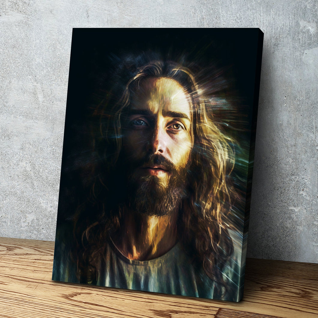 Jesus Christ Canvas Wall Art | Jesus Christ Picture with Long Hair | Christian Canvas Wall Art