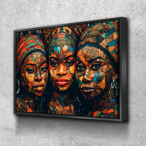 African Wall Art | Abstract African art | Canvas Wall Art | Three African Women Abstract V2