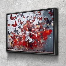 Load image into Gallery viewer, Graffiti Canvas Art | Girl Black and Red Butterflies Print Poster Art Canvas Wall Art | Living Room Bedroom Canvas Wall Art