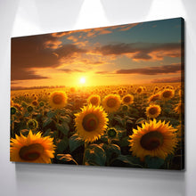 Load image into Gallery viewer, Sunflower Canvas Painting | Summer Sunflower Field Flowers Yellow | Sunflower Canvas Wall Art | Sunflower Wall Decor Print | Living Room Bat
