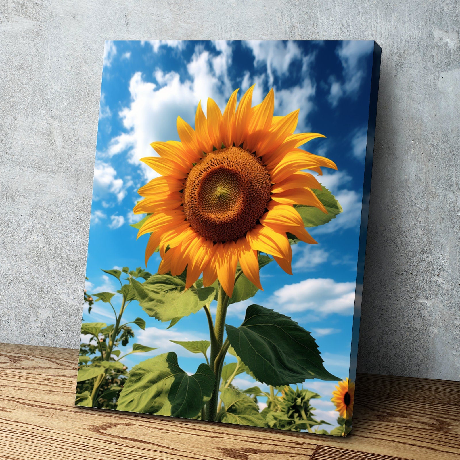 Sunflower Canvas Painting, Summer Sunflower Field Flowers Yellow