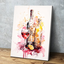 Load image into Gallery viewer, Kitchen Wall Art | Kitchen Canvas Wall Art | Kitchen Prints | Kitchen Artwork | Wine Bottle Glass v3