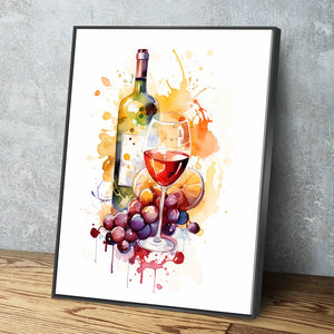 Kitchen Wall Art | Kitchen Canvas Wall Art | Kitchen Prints | Kitchen Artwork | Wine Bottle Glass v5