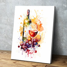 Load image into Gallery viewer, Kitchen Wall Art | Kitchen Canvas Wall Art | Kitchen Prints | Kitchen Artwork | Wine Bottle Glass v5