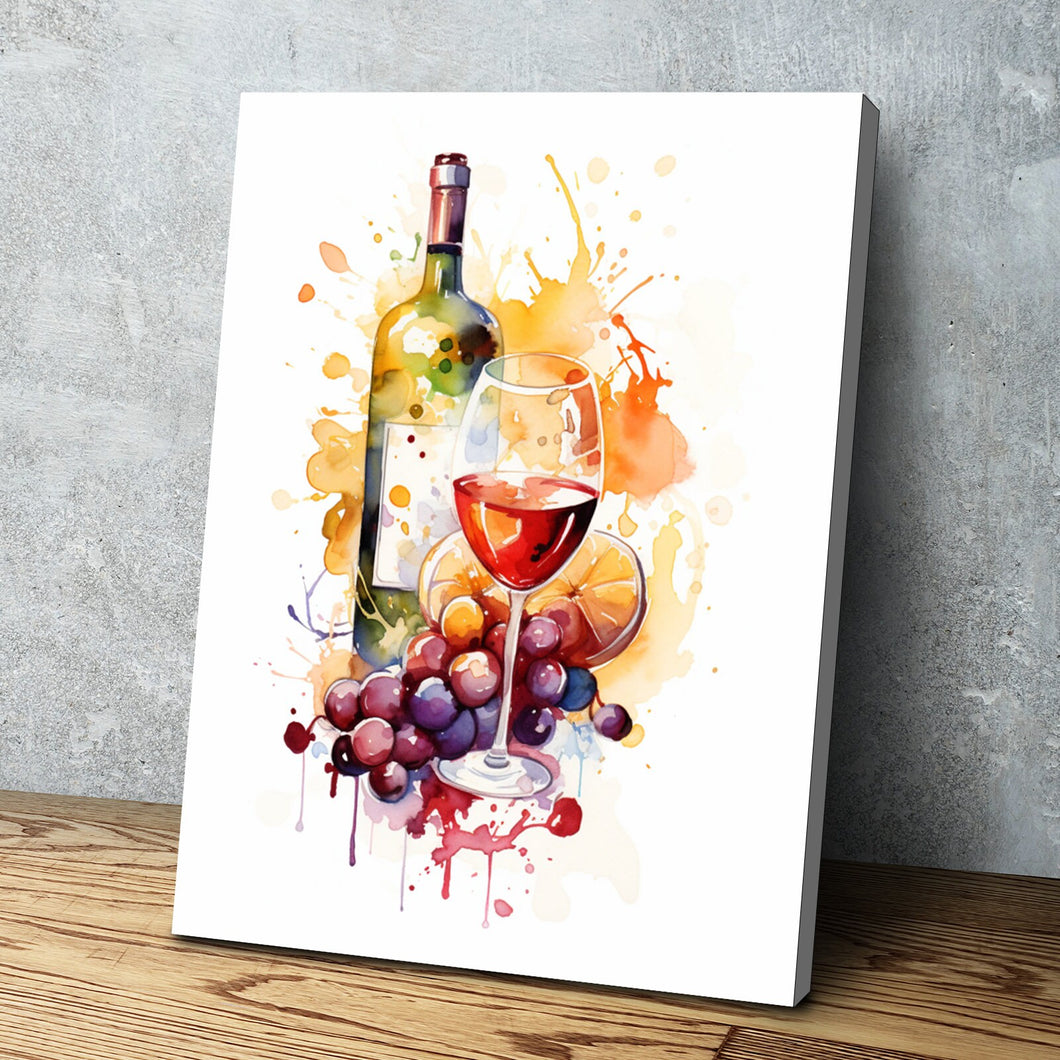 Kitchen Wall Art | Kitchen Canvas Wall Art | Kitchen Prints | Kitchen Artwork | Wine Bottle Glass v5