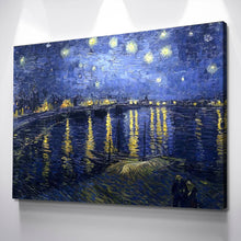 Load image into Gallery viewer, Starry Night Over the Rhone Vincent Van Gogh Famous Painting Classic Fine Art Gallery Wrapped Canvas Wall Art Print Home Decor Reproduction