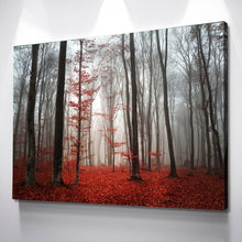 Load image into Gallery viewer, Living Room Wall Art| Landscape wall Art Canvas Prints | Forest Wall Art | Forest Scenery Canvas Wall Art | Red Leaves Forest Trees Mist