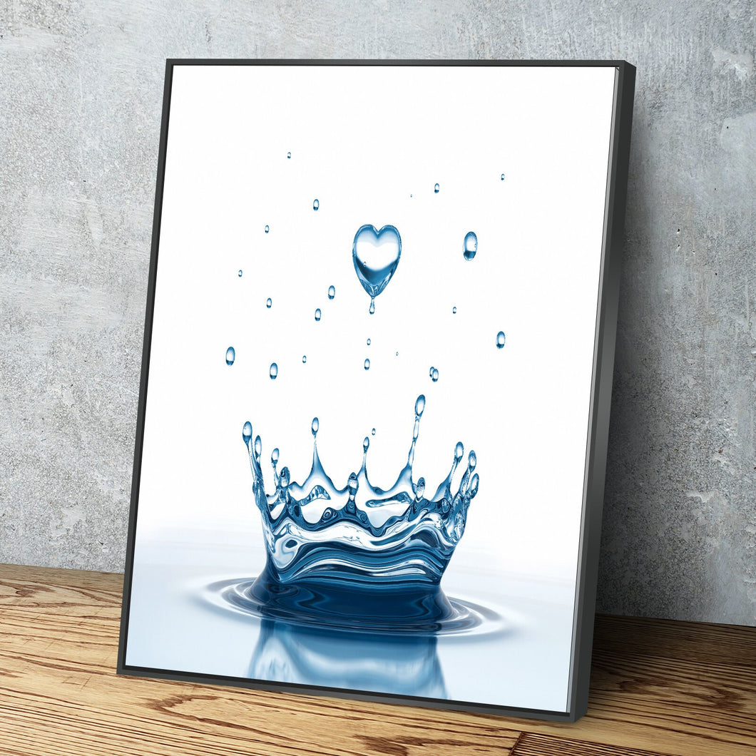 Heart Drop Water Portrait Bathroom Wall Art | Bathroom Wall Decor | Bathroom Canvas Art Prints | Canvas Wall Art