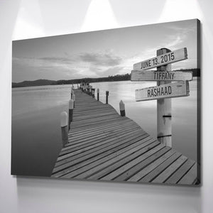 Lake Decor Pictures | Lake Dock Personalized Wall Art with Names | Personalized Family Wall Art | Canvas with Family Names