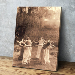 Circle Of Witches Vintage Women Dancing Canvas Wall Art Portrait | Halloween Sign | Halloween Decoration | Spooky Funny Halloween Sign | Ha