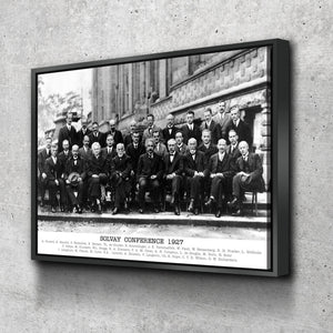 Solvay Conference 1927 Poster with Names, Einstein, Curie, Schrödinger, Heisenberg, Bohr, Planck, Vintage Physics Poster Science Photo Print