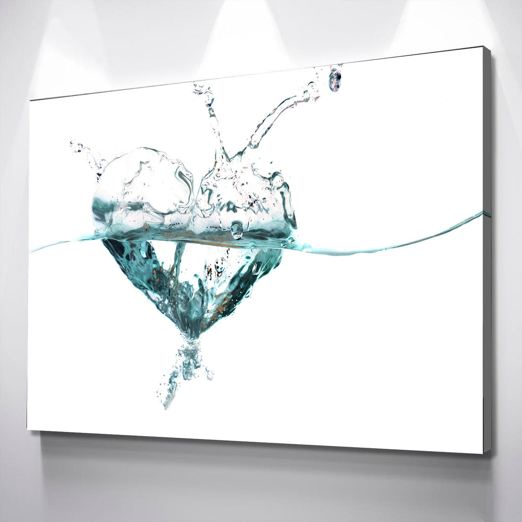 Water Heart Splash Wave Landscape Bathroom Wall Art | Bathroom Wall Decor | Bathroom Canvas Art Prints | Canvas Wall Art