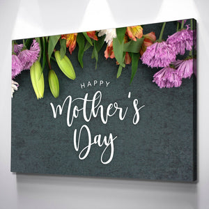 Happy Mother&#39;s Day Flowers Landscape Bathroom Wall Art | Living Room Wall Art | Bathroom Wall Decor | Bathroom Canvas Art Prints | Canvas Wa