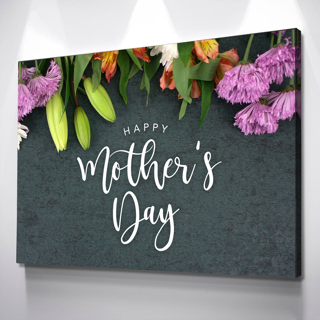 Happy Mother's Day Flowers Landscape Bathroom Wall Art | Living Room Wall Art | Bathroom Wall Decor | Bathroom Canvas Art Prints | Canvas Wa