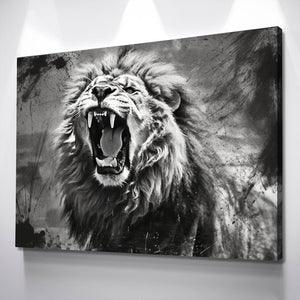 Lion Wall Art | Lion Canvas | Living Room Bedroom Canvas Wall Art Set | Black and White Lion Roar Stylized