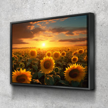 Load image into Gallery viewer, Sunflower Canvas Painting | Summer Sunflower Field Flowers Yellow | Sunflower Canvas Wall Art | Sunflower Wall Decor Print | Living Room Bat