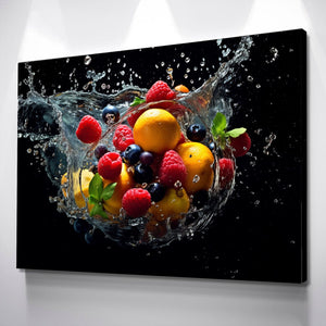 Kitchen Wall Art | Kitchen Canvas Wall Art | Kitchen Prints | Kitchen Artwork | Fruit Splash v2
