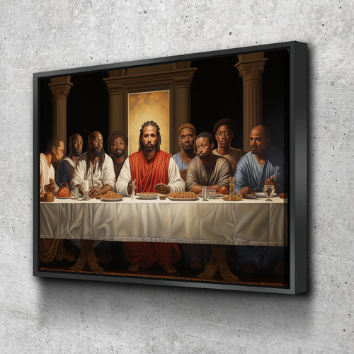 African American Wall Art | African Canvas Art | Canvas Wall Art | Black Jesus Last Supper v4