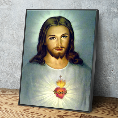 Traditional Sacred Heart of Jesus Christ Canvas Wall Art | Jesus Christ Picture | Christian Canvas Wall Art