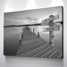 Load image into Gallery viewer, Valentines Day Gift for Him and Her | Personalized Lake Dock Canvas Wall Art
