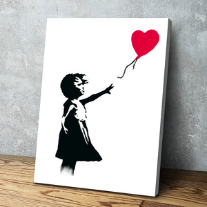 Banksy Prints | Banksy Canvas Art | Banksy Prints for Sale | Portrait White BANKSY Balloon Girl There Is Always Hope Reproduction | Canvas Wall Art