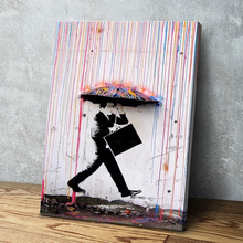 Load image into Gallery viewer, Banksy Prints | Banksy Canvas Art | Banksy Prints for Sale | Portriat Banksy Colored Rain Reproduction