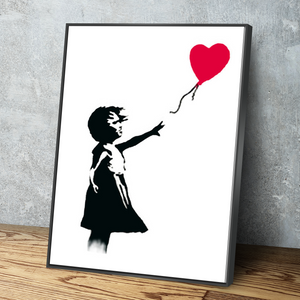 Banksy Prints | Banksy Canvas Art | Banksy Prints for Sale | Portrait White BANKSY Balloon Girl There Is Always Hope Reproduction | Canvas Wall Art
