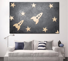 Load image into Gallery viewer, Kids Wall Decor | Kids Wall Art | Rocket Ship and Stars