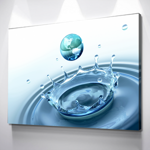Water Splash Earth Landscape Bathroom Wall Art | Bathroom Wall Decor | Bathroom Canvas Art Prints | Canvas Wall Art