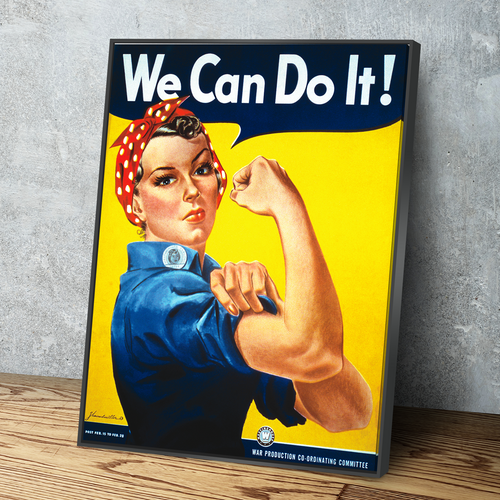 Rosie the Riveter Feminist - Motivational - Feminism - Female empowerment. We Can Do It Art Print Portrait Vintage Poster Canvas Wall Art Décor Gift