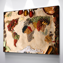 Load image into Gallery viewer, Kitchen Wall Art | Kitchen Canvas Wall Art | Kitchen Prints | Kitchen Artwork | World Map Spices