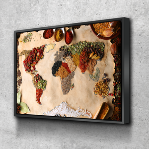 Kitchen Wall Art | Kitchen Canvas Wall Art | Kitchen Prints | Kitchen Artwork | World Map Spices