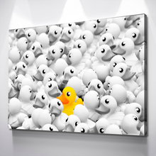 Load image into Gallery viewer, Yellow Rubber Duck Bathroom Grey Bathroom Wall Art | Bathroom Wall Decor | Bathroom Canvas Art Prints | Canvas Wall Art